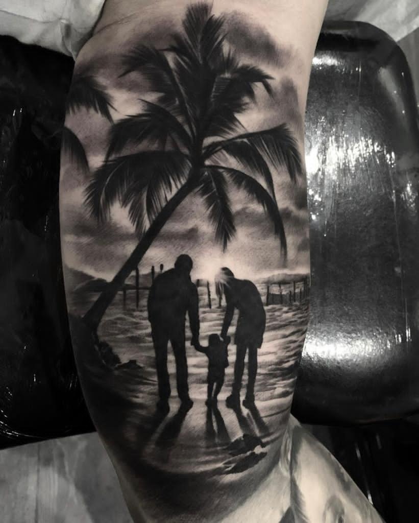 Familie am Strand Tattoo